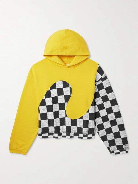 ERL Panelled Checkerboard Cotton-Jersey Hoodie