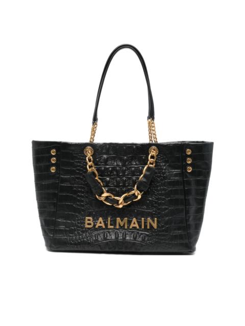 Balmain chain embossed leather tote bag