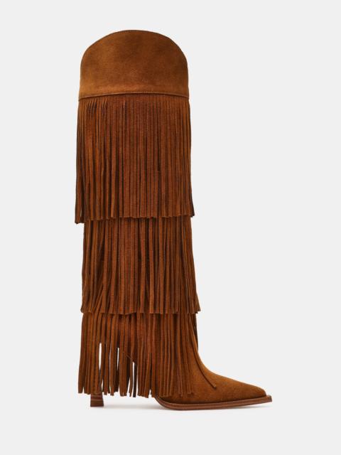 STEVE MADDEN KINZEE FRINGE CHESTNUT SUEDE