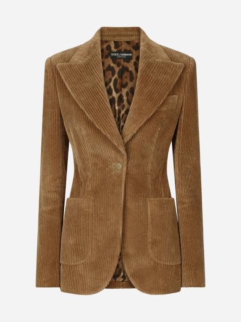 Single-breasted corduroy Turlington jacket