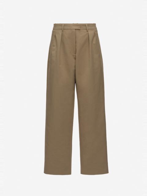 MAGDA BUTRYM Straight-leg cotton trousers with front pleats in khaki