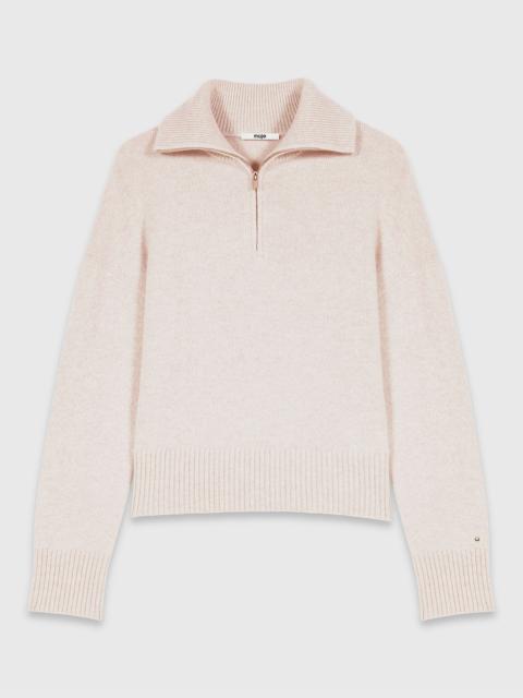 maje Zip-neck cashmere sweater