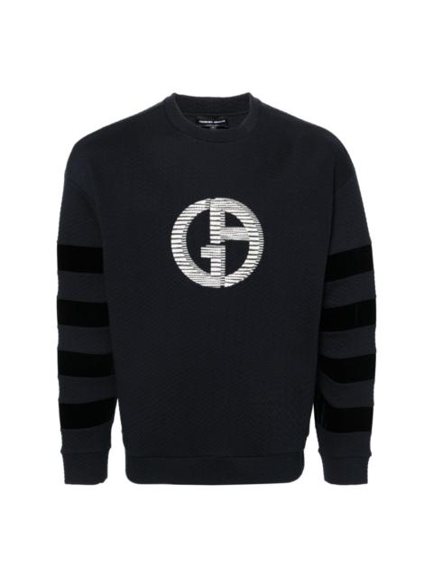 GIORGIO ARMANI logo-embroidered matelassÃ© sweatshirt