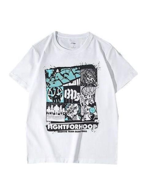 Li-Ning Hoops Cartoon Graphic T-shirt 'White' AHSR725-4