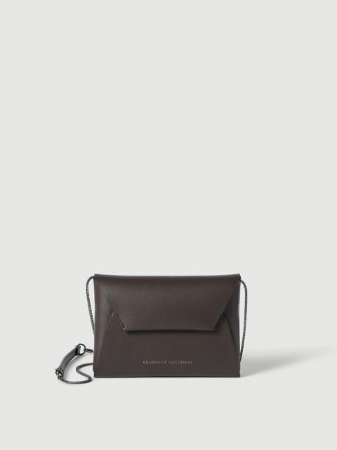 Brunello Cucinelli Duo pochette in calfskin with precious chain