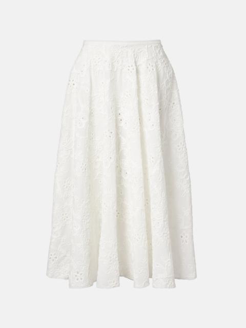 NORMA KAMALI Broderie anglaise cotton midi skirt
