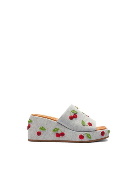 COACH cherry-embroidered wedge sandals