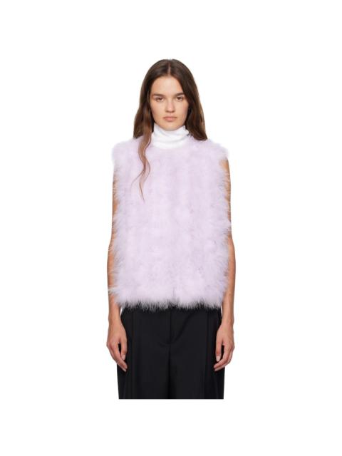 Yves Salomon Purple Cropped Feather Vest