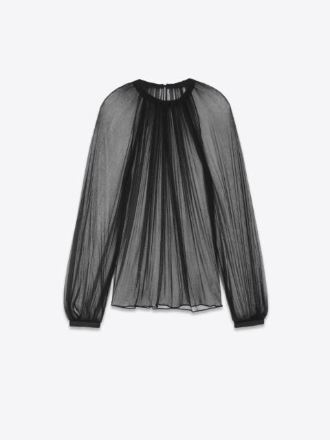 gathered blouse in silk tulle