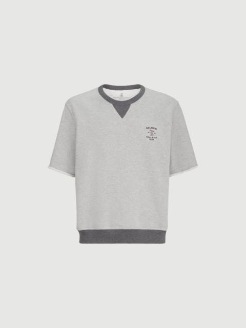 Brunello Cucinelli Cotton French terry short sleeve sweatshirt with embroidery