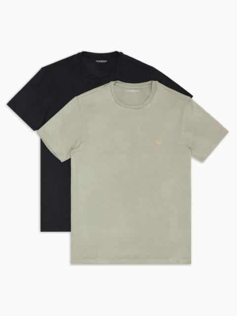EMPORIO ARMANI TWO-PACK OF ASV FITTED LOUNGEWEAR T-SHIRTS IN SOFT-TOUCH ECO-VISCOSE