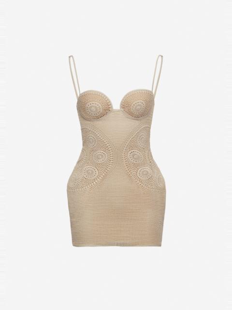 MAGDA BUTRYM Structured crochet bustier mini dress in cream
