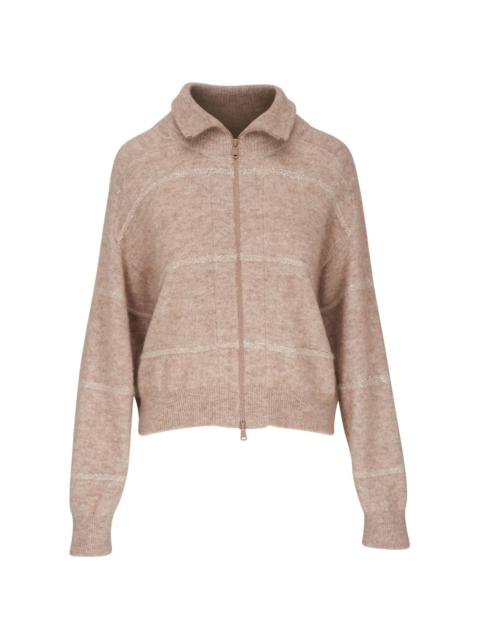 Brunello Cucinelli striped zip-up cardigan