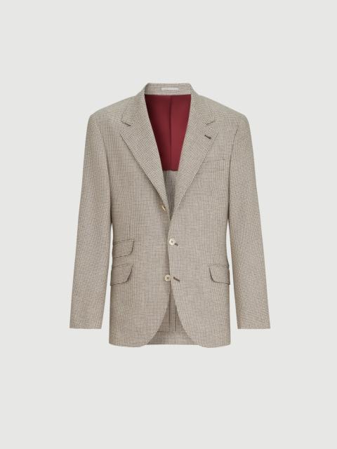 Brunello Cucinelli Wool, alpaca and silk houndstooth deconstructed Cavallo blazer