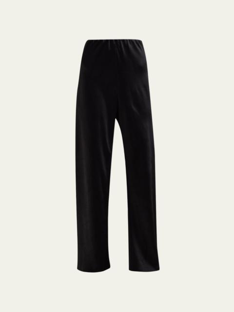 Fluid Bias-Cut Crushed Satin Pants