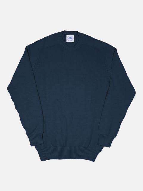 J. PRESS MADE-IN-SCOTLAND NAVY COTTON CREWNECK SWEATER