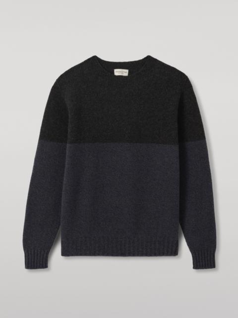 Johnstons of Elgin Ogilvie Colour Block Blue Lambswool Jumper
