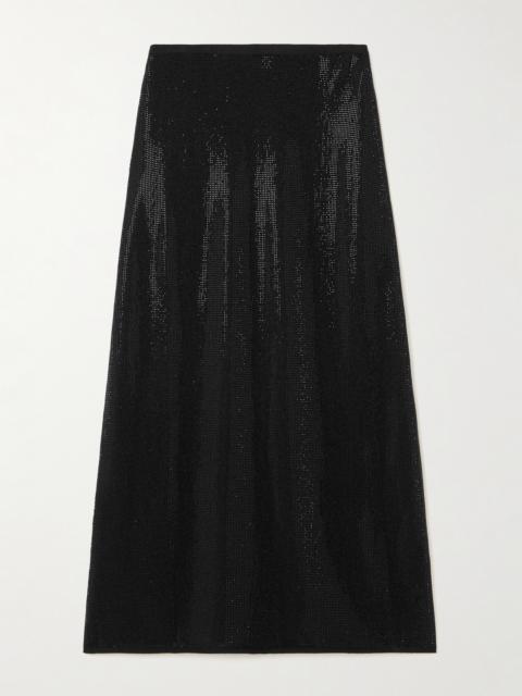 LESET James Crystal-embellished Merino Wool Midi Skirt