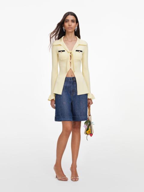self-portrait Yellow Viscose Knit Tie Top