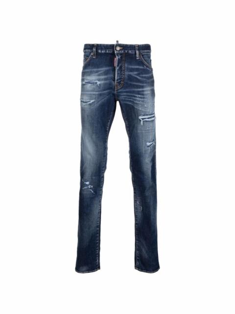 stonewashed slim distressed jeans