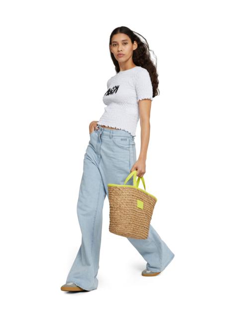 MSGM Cotton crop-top t-shirt with smock stitch