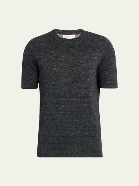 Brunello Cucinelli Men's Linen and Cotton Knit Short-Sleeve Sweater