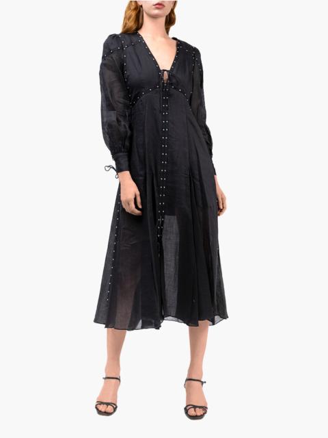 Marchesa STUDDED OMBRE MIDI DRESS