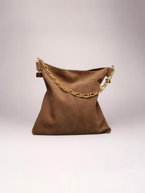 Nanushka THE DICE HOBO - Suede shoulder bag - Havana