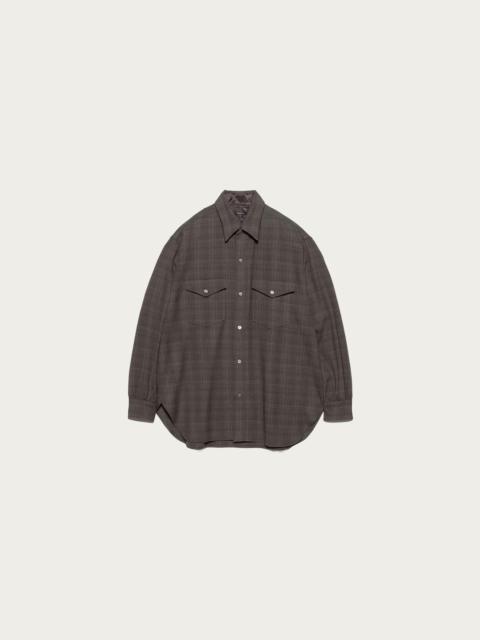 Nanamica Regular Collar Wool Plaid Shirt - Charcoal