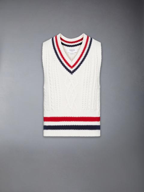 Thom Browne CHUNKY CASHMERE RWB STRIPE VEST