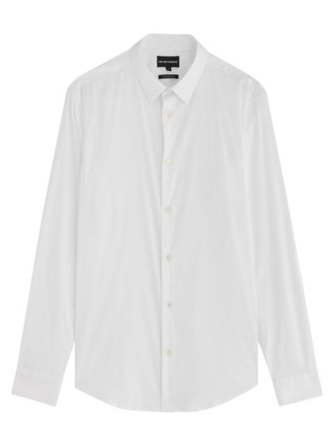 Emporio Armani Logo-embroidered Cotton-blend Shirt