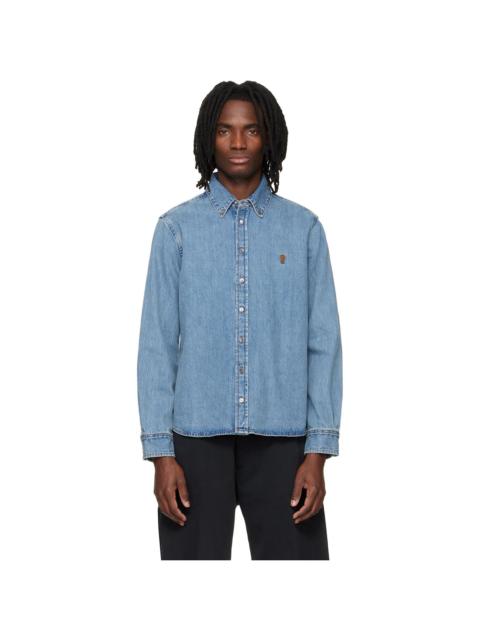 AMI Paris Blue Cotton Ami De Coeur Denim Shirt