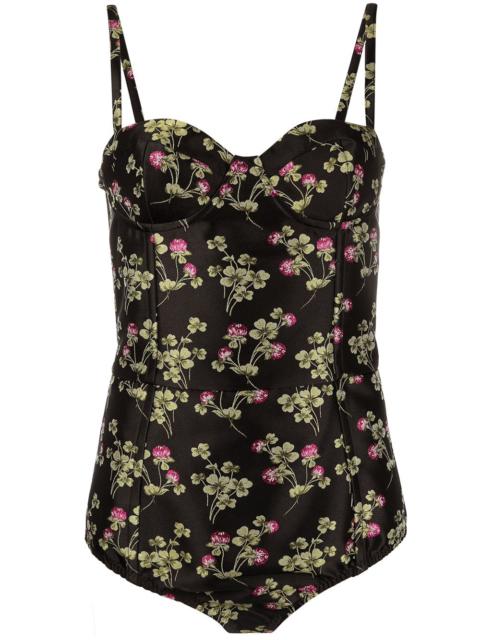 REDValentino floral-print boned bodysuit