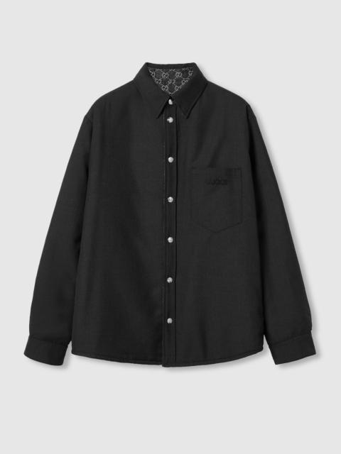 GUCCI Reversible wool and GG denim shirt