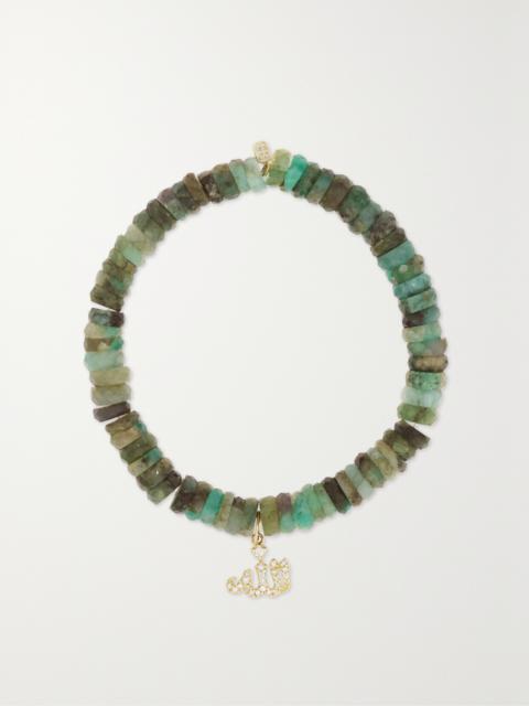 SYDNEY EVAN Allah Script 14-karat Gold, Agate And Diamond Bracelet