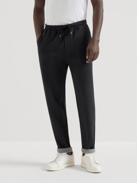 Brunello Cucinelli Cotton, cashmere and silk French terry double cloth trousers