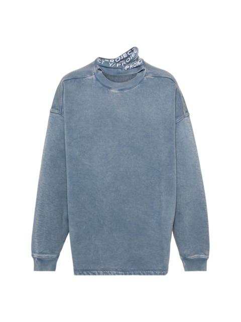 Tripe Collar cotton sweatshirt