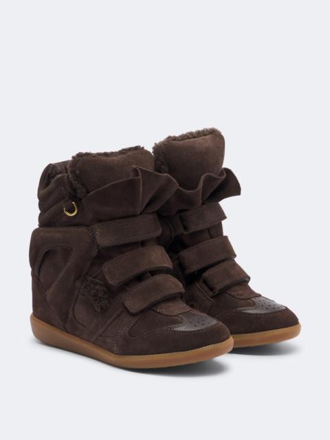 Isabel Marant Bekett shearling-lined suede wedge sneakers