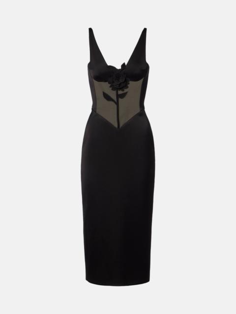 David Koma Floral-appliqué satin and taffeta gown