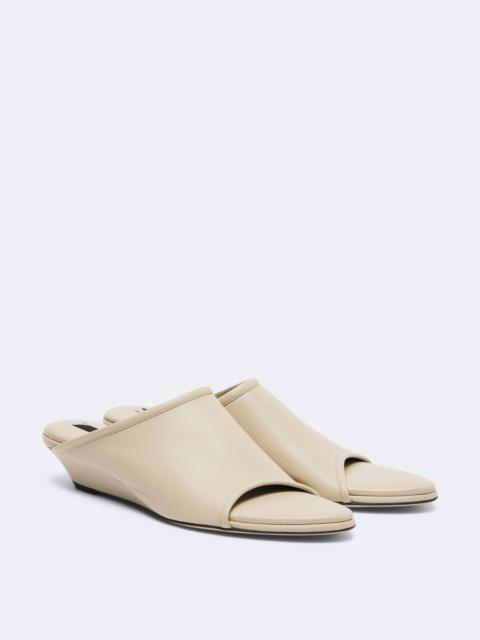 CHRISTEN Stretch leather wedge mules