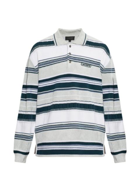 LACOSTE striped logo-patch sweater