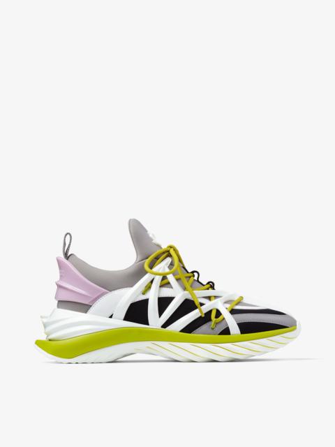 Cosmos/F
Marl Grey, Lime and Pink Leather and Neoprene Low-Top Trainers