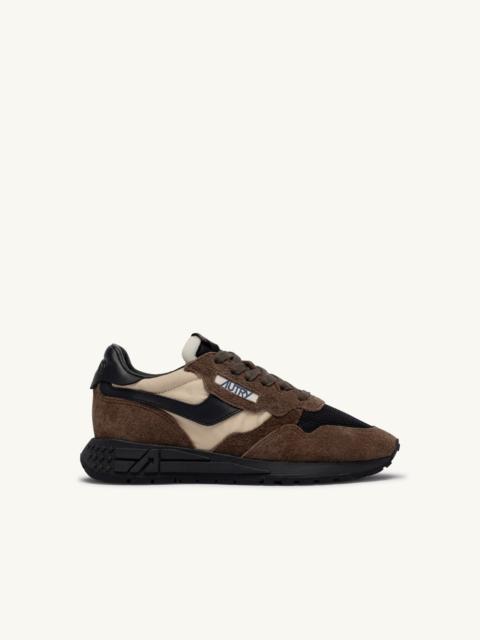 AUTRY REELWIND LOW SNEAKERS IN DARK BARK PEBBLE AND PHANTOM SUEDE AND NYLON