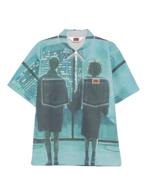 SATOSHI NAKAMOTO graphic-print half-zip polo shirt