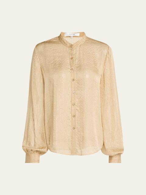 FRAME Stripe Button-Front Blouse