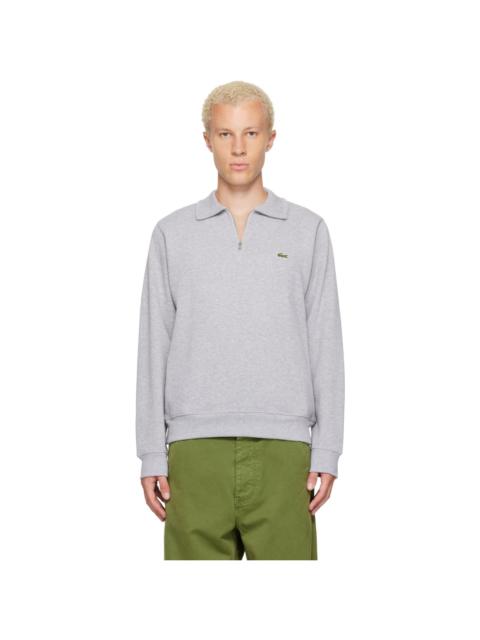 LACOSTE Gray Zip-Up High-Neck Sweatshirt