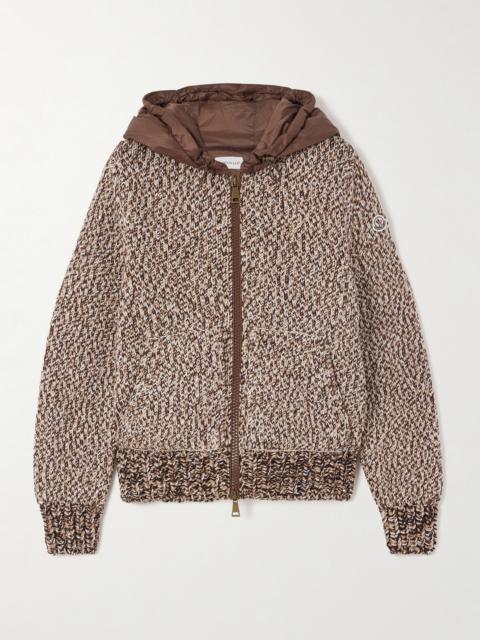 Moncler Hooded Quilted Shell-trimmed Wool Cardigan