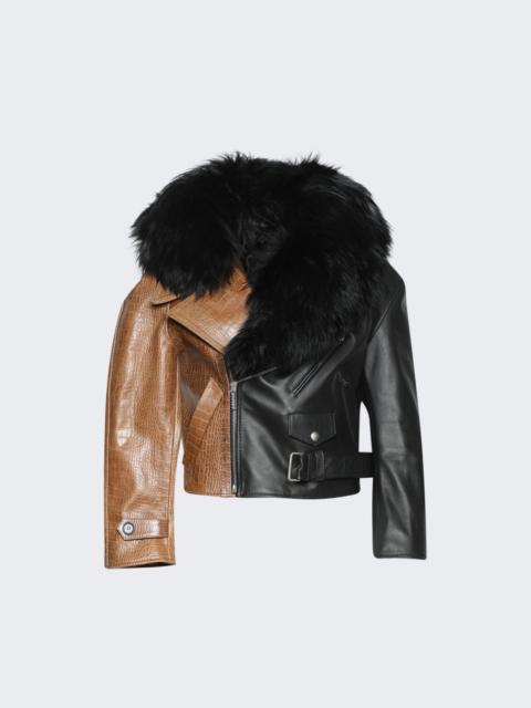 Marni Two Tone Leather Jacket Black