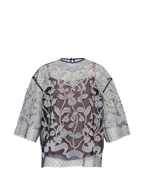 BIYAN tulle embroidered layered top