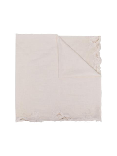 Faliero Sarti floral lace-trimmed scarf